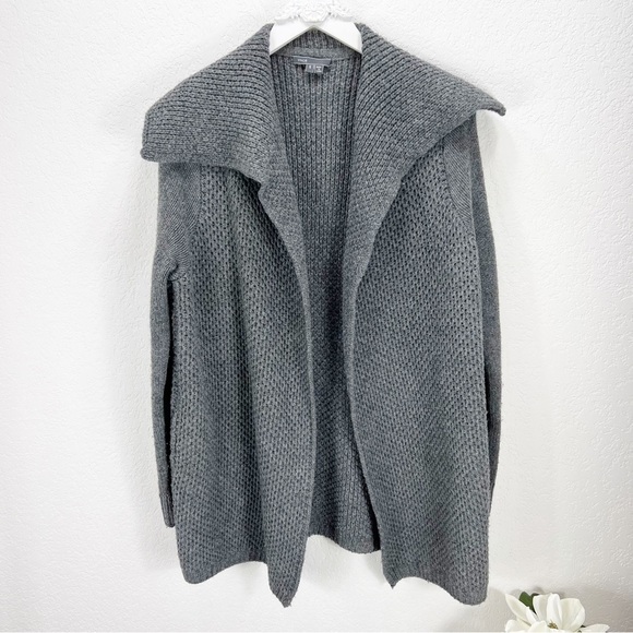 Vince Honeycomb Knit Sweater Jacket Grey Cardigan Size Small S - Picture 1 of 6